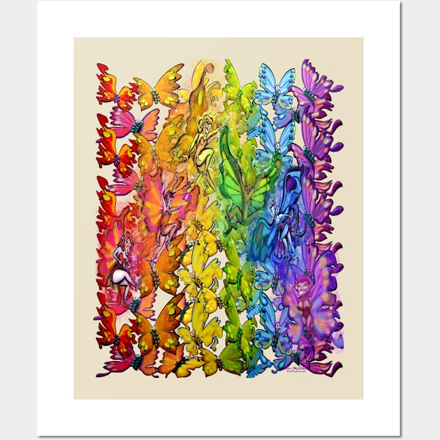 Rainbow Butterflies Pixies Wall Art by Kevin Middleton